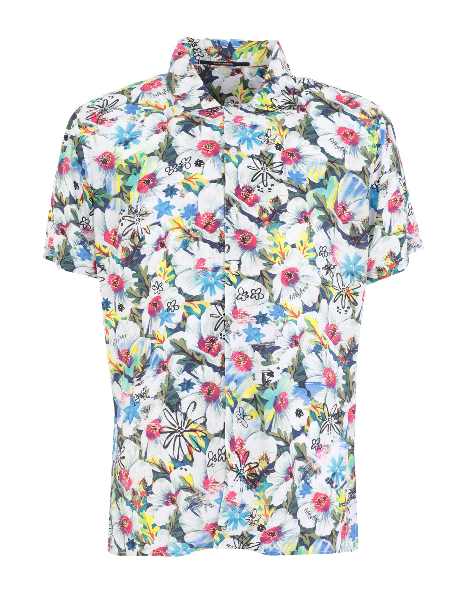 ＜YOOX＞ ★FIFTY FOUR メンズ シャツ アジュールブルー S レーヨン 100%画像