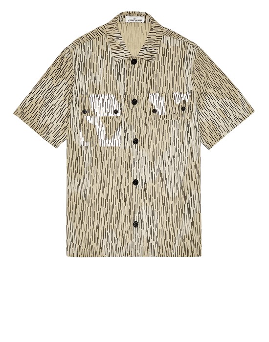 Sold out - STONE ISLAND 111E2 NASLAN LIGHT 'RAIN CAMO' PRINT  Over Shirt Man Ecru