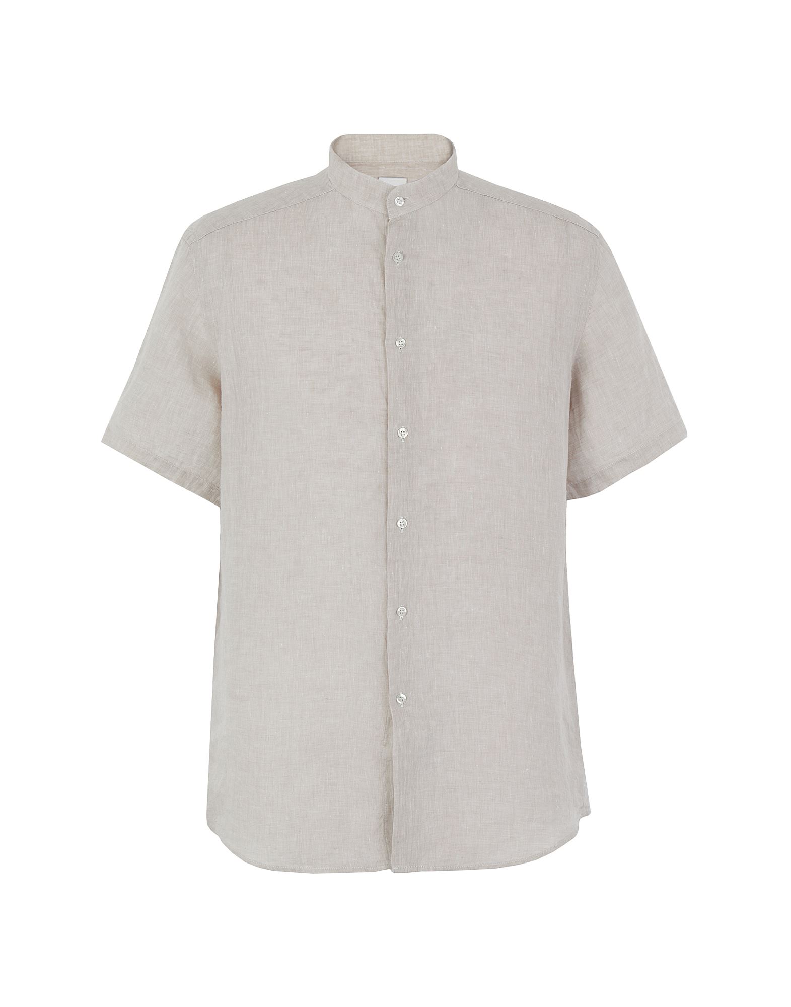 ＜YOOX＞ ★62%OFF！8 by YOOX メンズ シャツ ベージュ S リネン 100% LINEN KOREAN-COLLAR S/SLEEVE SHIRT画像