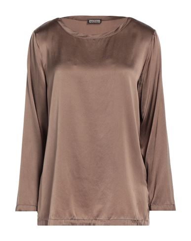 Maliparmi Malìparmi Woman Top Brown Size 10 Silk, Elastane