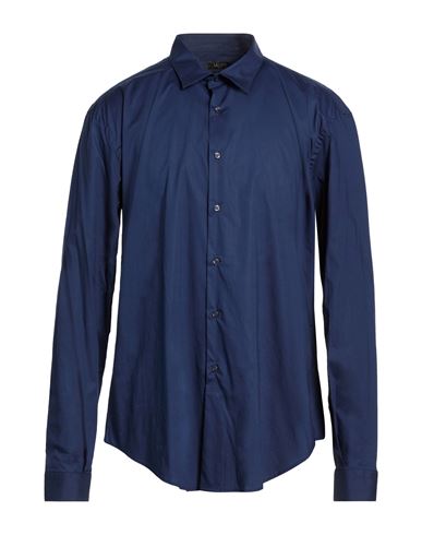 Liu •jo Man Man Shirt Midnight Blue Size 17 ¾ Cotton, Elastane In Blue