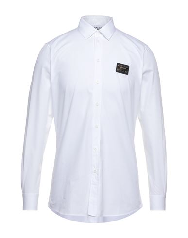 Man Shirt White Size 36 Cotton, Elastane