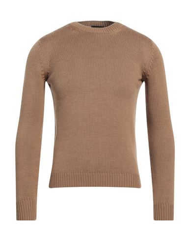 Roberto Collina Man Sweater Camel Size 36 Merino Wool In Beige