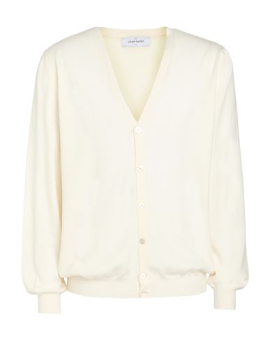 Gran Sasso Man Cardigan Cream Size 44 Virgin Wool