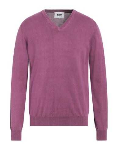 Man Sweater Purple Size 36 Cotton