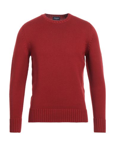 Drumohr Man Sweater Rust Size 38 Merino Wool In Red