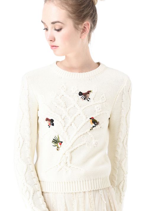 REDValentino Bird Embroidered Knit Sweater - Knit Sweater for Women ...