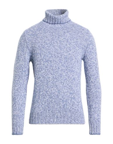 Gran Sasso Man Turtleneck Pastel Blue Size 44 Virgin Wool In Blue