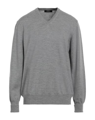 Alpha Studio Man Sweater Light Grey Size 36 Merino Wool