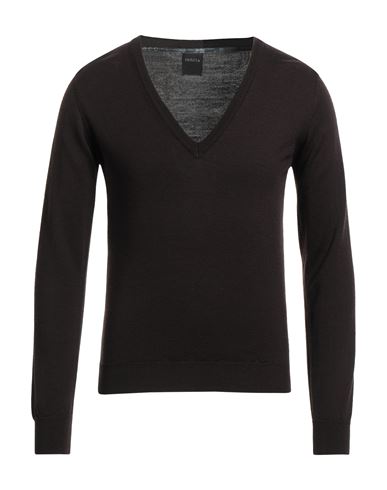 Retois Man Sweater Dark Brown Size M Merino Wool, Acrylic