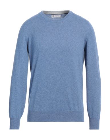 Brunello Cucinelli Man Sweater Slate Blue Size 46 Cashmere
