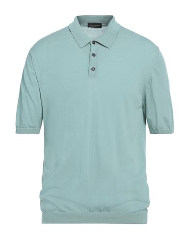 Roberto Collina Polo In Cyan Cotton In Sage Green