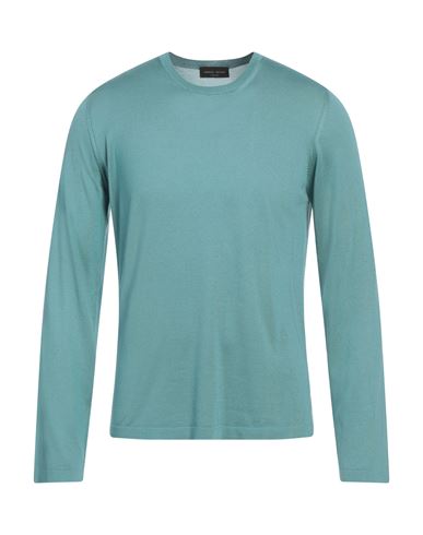 Roberto Collina Man Sweater Turquoise Size 38 Merino Wool, Silk In Blue