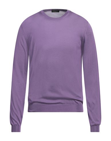 Roberto Collina Man Sweater Purple Size 42 Merino Wool, Silk In Purple