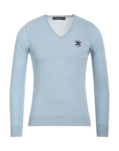 Frankie Morello Man Sweater Sky Blue Size S Viscose, Polyamide
