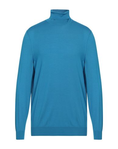Drumohr Man Turtleneck Azure Size 46 Cashmere In Blue
