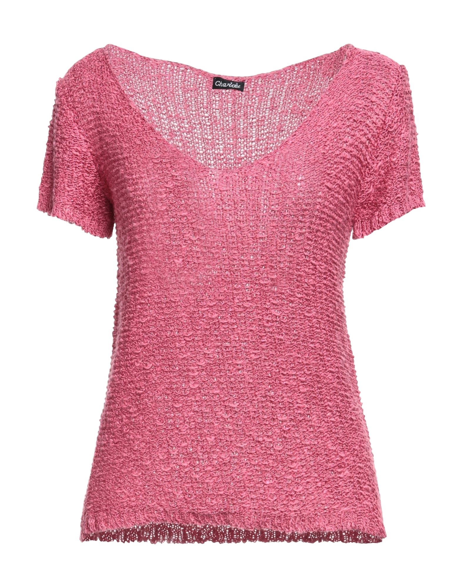 Shop Charlott Woman Sweater Fuchsia Size L Viscose, Linen, Nylon In Pink