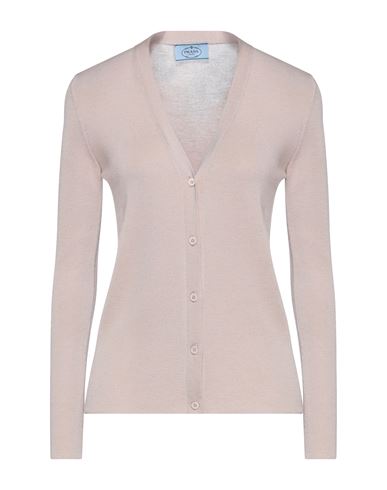 Prada Woman Cardigan Beige Size 8 Cashmere, Silk