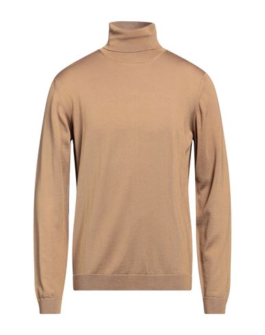 Roberto Collina Man Turtleneck Camel Size 44 Merino Wool In Beige