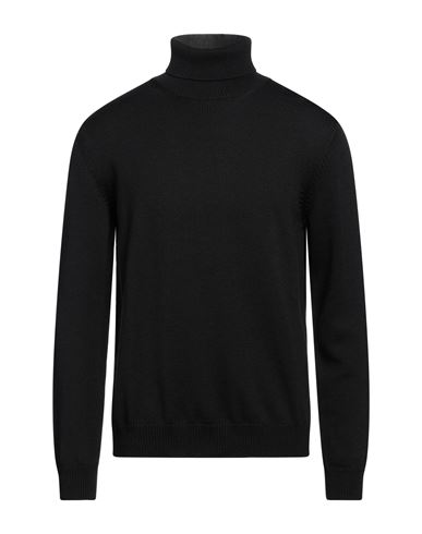 Roberto Collina Man Turtleneck Black Size 42 Merino Wool, Cashmere In Black