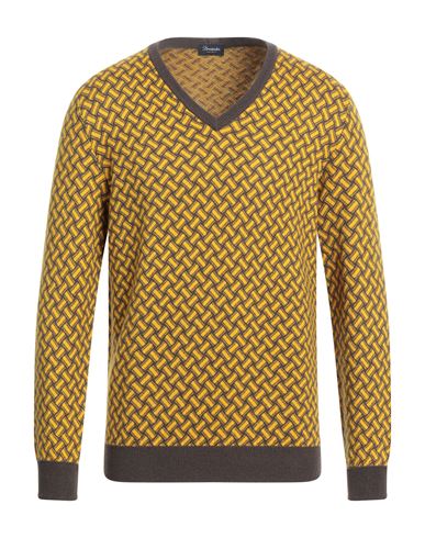 Drumohr Man Sweater Mustard Size 42 Cashmere In Yellow