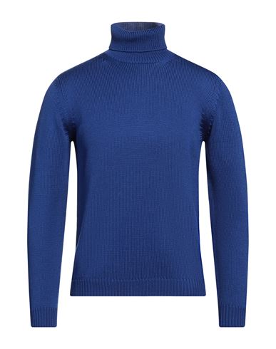 Roberto Collina Man Turtleneck Blue Size 42 Merino Wool In Blue
