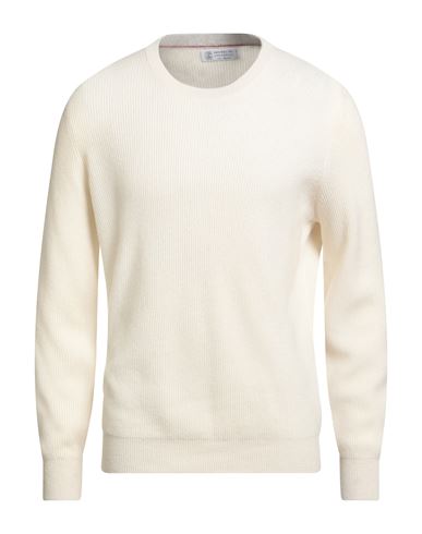 Brunello Cucinelli Man Sweater Off White Size 42 Cashmere In Neutral
