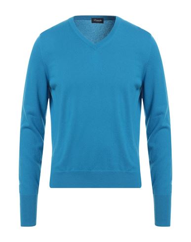 Drumohr Man Sweater Azure Size 38 Cashmere In Blue