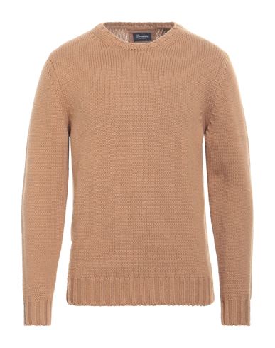 Drumohr Man Sweater Camel Size 40 Cashmere In Sand