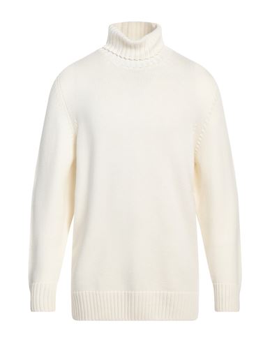 Drumohr Man Turtleneck Ivory Size 48 Merino Wool In White