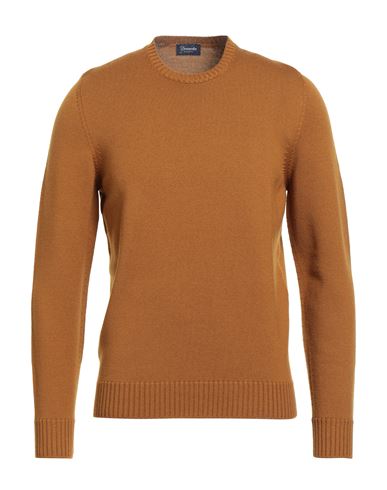 Drumohr Man Sweater Camel Size 46 Merino Wool In Brown