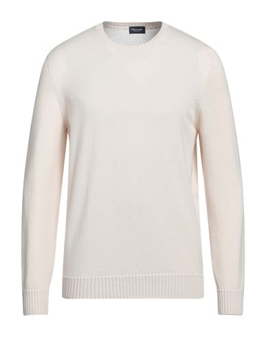 Drumohr Man Sweater Cream Size 32 Merino Wool In White