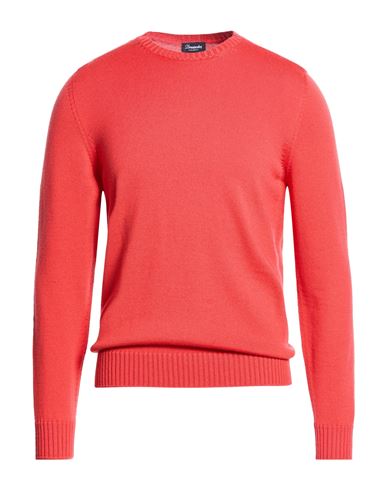 Drumohr Man Sweater Tomato Red Size 42 Merino Wool In Red