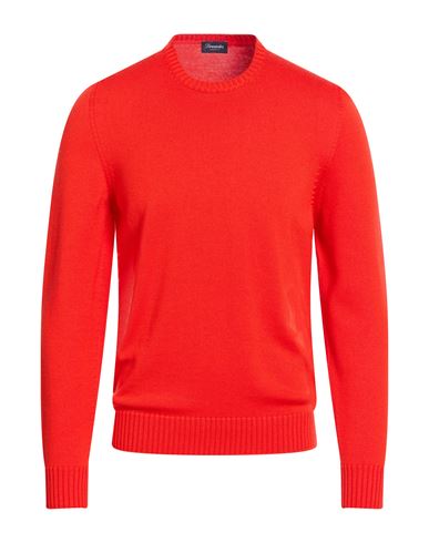 Drumohr Man Sweater Orange Size 44 Lambswool In Red