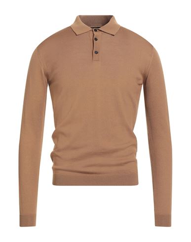 Roberto Collina Man Sweater Camel Size 44 Merino Wool In Brown
