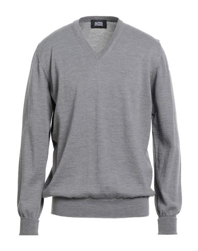 Man Sweater Grey Size 42 Merino Wool, Soft Leather