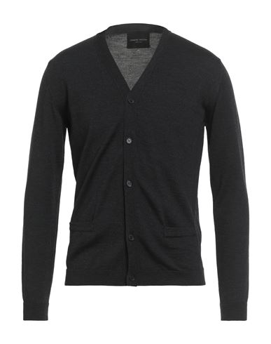 Roberto Collina Man Cardigan Charcoal Size 38 Merino Wool