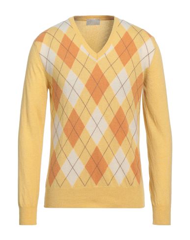 Blu Byblos Man Sweater Yellow Size M Wool, Polyamide, Viscose, Cashmere