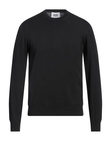 Alpha Studio Man Sweater Black Size 40 Cotton