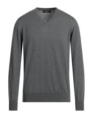 Man Sweater Grey Size 46 Merino Wool, Soft Leather