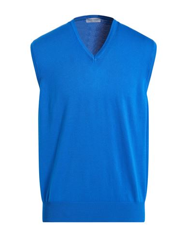 Gran Sasso Man Sweater Bright Blue Size 48 Cotton In Blue