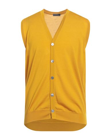 Drumohr Man Cardigan Mustard Size 46 Merino Wool In Yellow