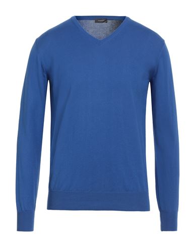 Rossopuro Man Sweater Bright Blue Size 7 Cotton