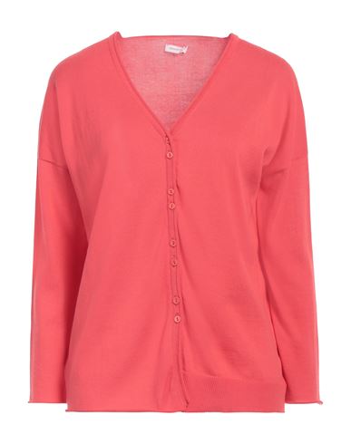 Shop Rossopuro Woman Cardigan Coral Size S Cotton In Red