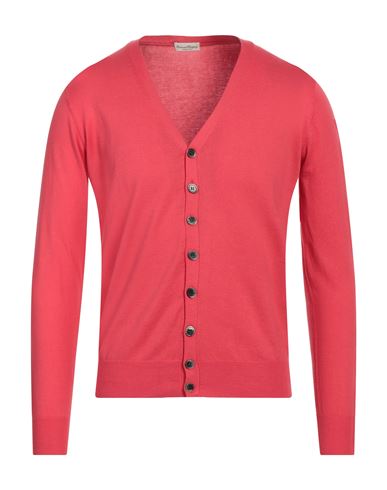 Man Cardigan Red Size 46 Cotton, Cashmere, Silk