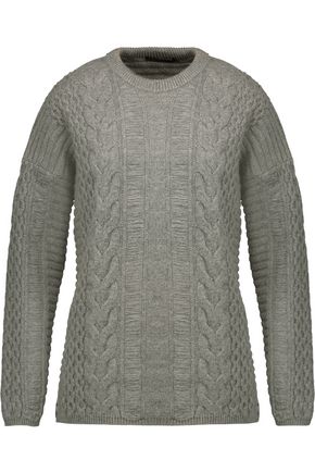 Belstaff WOMAN KATRIONA CABLE-KNIT WOOL AND CASHMERE-BLEND SWEATER GRAY