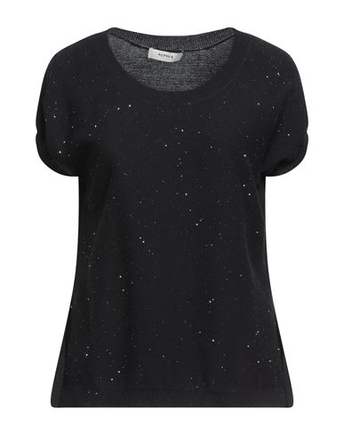 Alpha Studio Woman T-shirt Midnight Blue Size 12 Viscose, Nylon In Black
