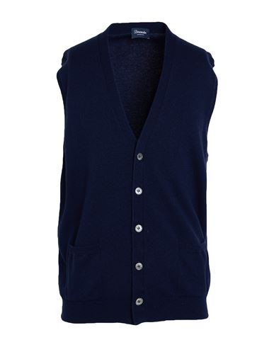 Drumohr Man Cardigan Navy Size 42 Cashmere In Blue