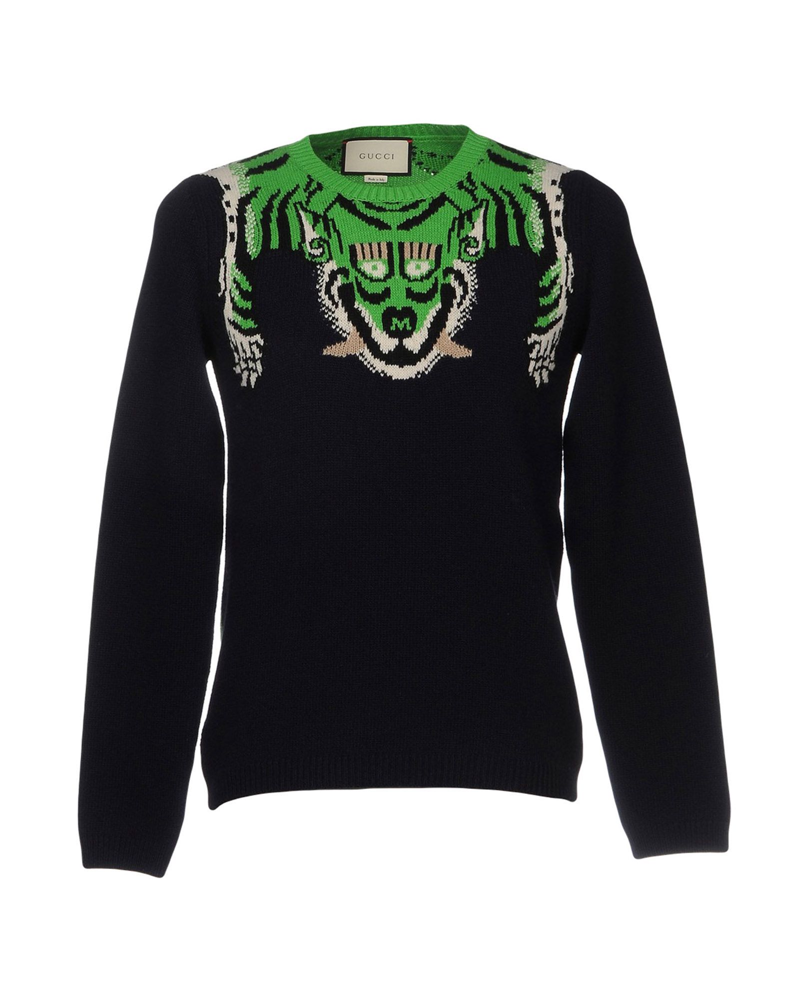 Gucci Knit Tiger-Stripe Sweater, Green | ModeSens
