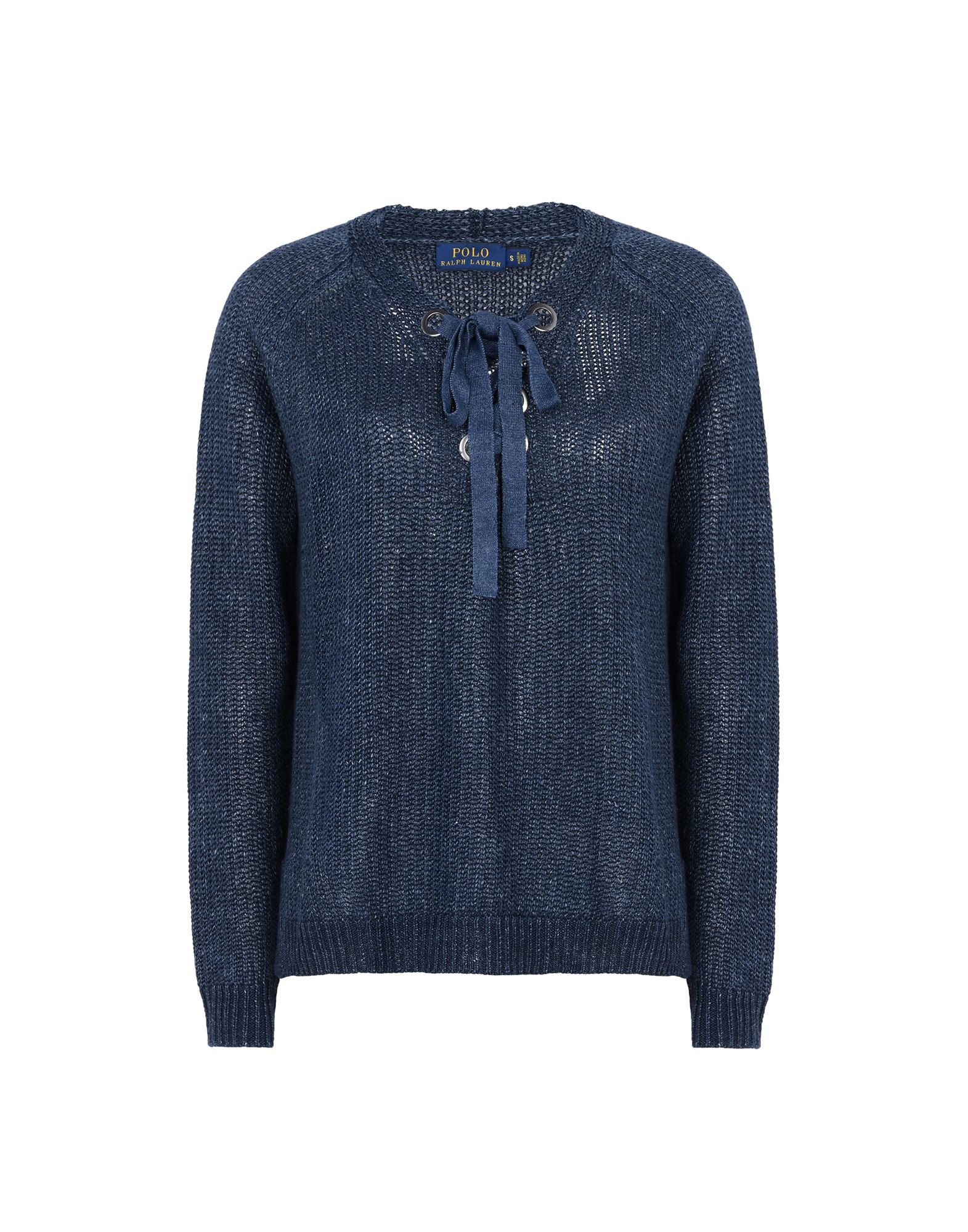 《送料無料》POLO RALPH LAUREN レディース プルオーバー ダークブルー XS 麻 100% Linen Lace Up Sweater